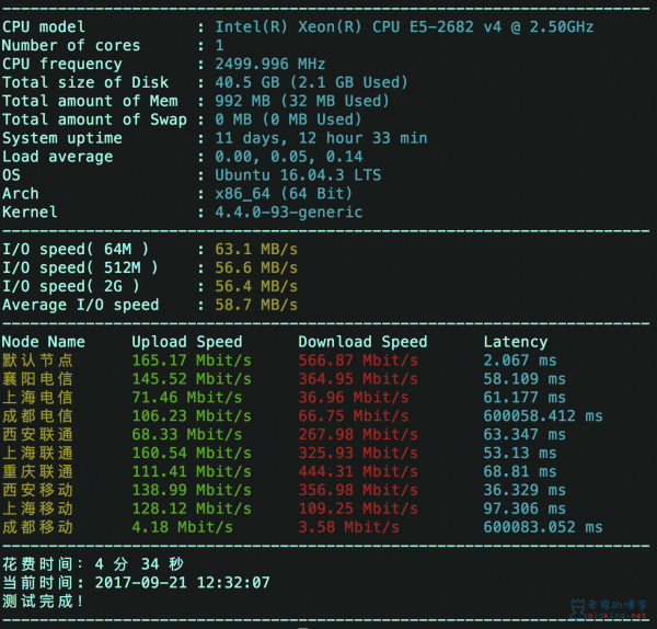 SuperBench.sh one-click test server basic parameters